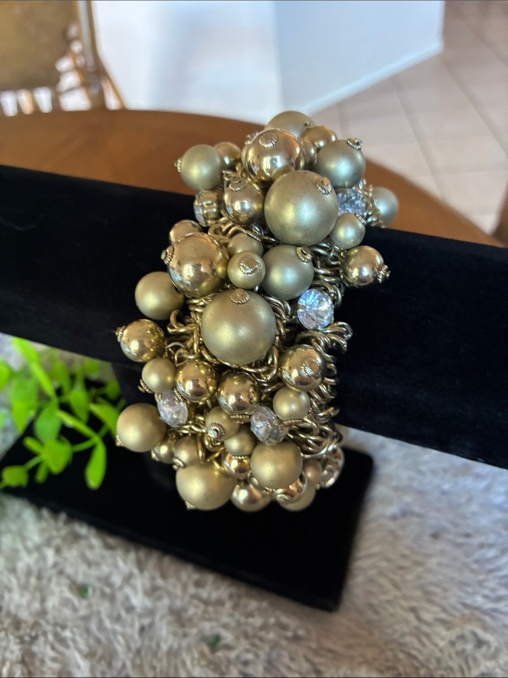 Kenneth Cole Gold Cluster Bead Bracelet with Crystal Accents
